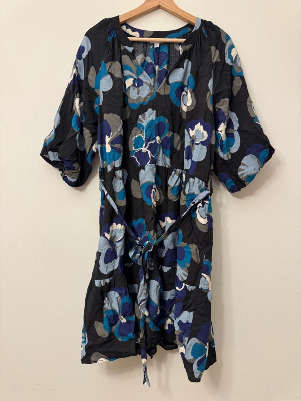 Ophelia Roe Black Floral Maxi Dress XL Balloon Sleeve Boho Flowy